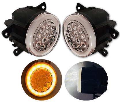 AUTOFASTERS Car 12 LED Fog Light With Yellow Day Running Light For Tata Safari (48W, 12V)-White, Yellow