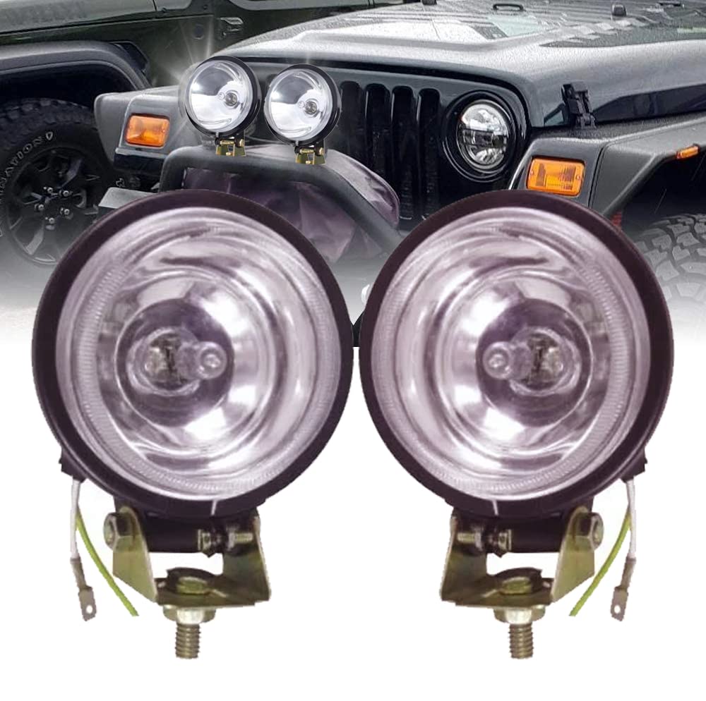 AUTOFASTERS 100mm 55W Off-road Lights 2PCS Round Offroad Halogen Hunter Light Spot Hunter Lights Fit for Jeep Vehicle Truck SVU Motorcycle UTV (White Beam)