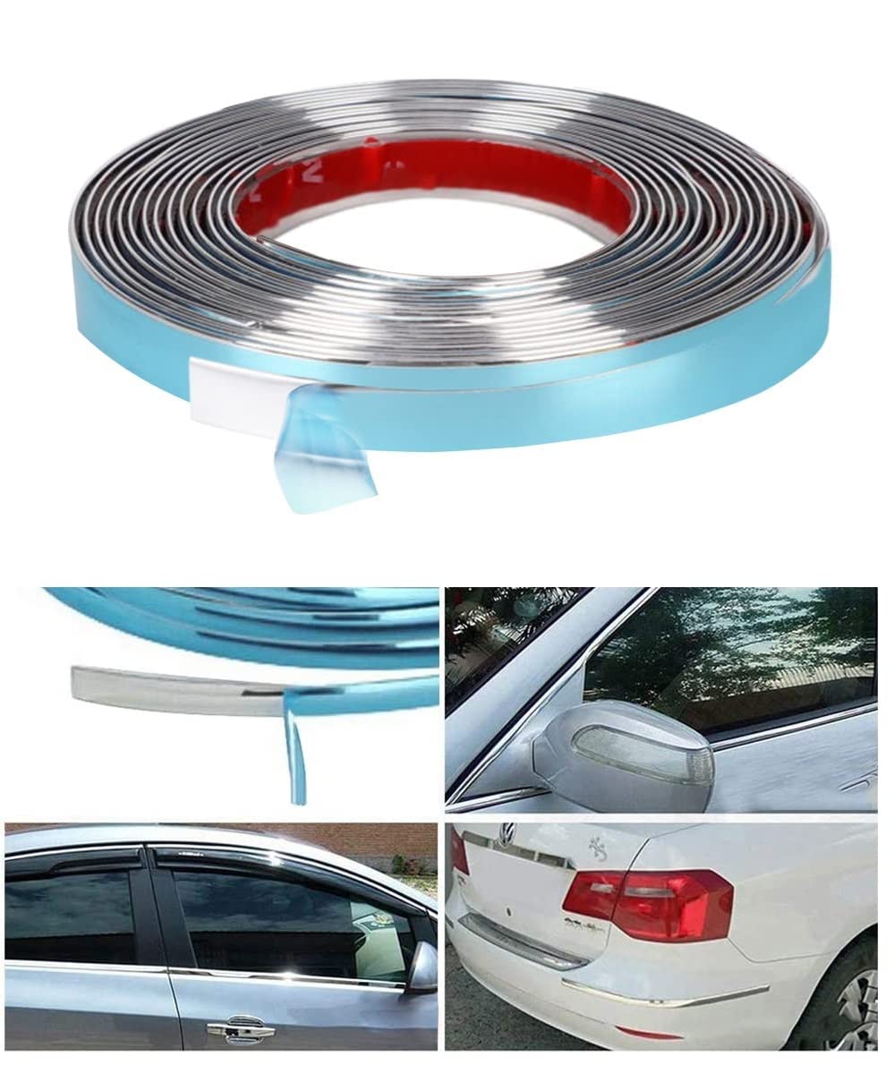 Autofasters Car Side Chrome Beading Roll for Car Exterior Decorating Strips Car Beading Roll For Bumper (15 m)