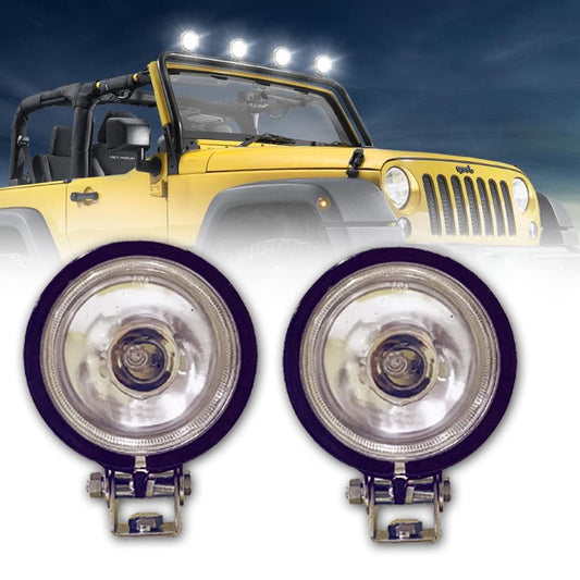 AUTOFASTERS 80mm 55W Off-road Lights 2PCS Round Offroad Halogen Hunter Light Spot Hunter Lights with Lights Fit for Jeep Vehicle Truck SVU Motorcycle UTV (White Beam)