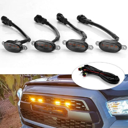 AUTOFASTERS Car Front Grill Daytime Running Light Led Raptor Style Off-Roading Light for All Car/Truck/SUV (Yellow) (Set of 4 Pcs)