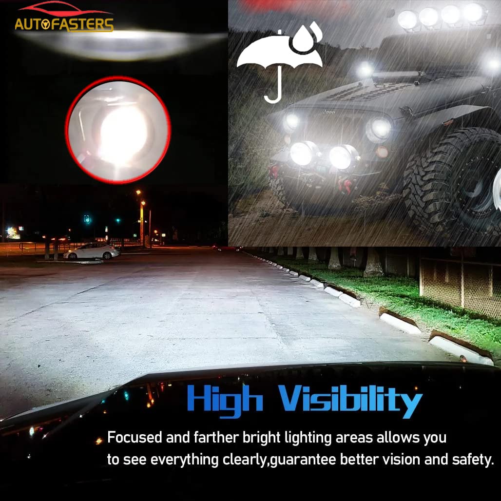 AUTOFASTERS 100mm 55W Off-road Lights 2PCS Round Offroad Halogen Hunter Light Spot Hunter Lights Fit for Jeep Vehicle Truck SVU Motorcycle UTV (White Beam)