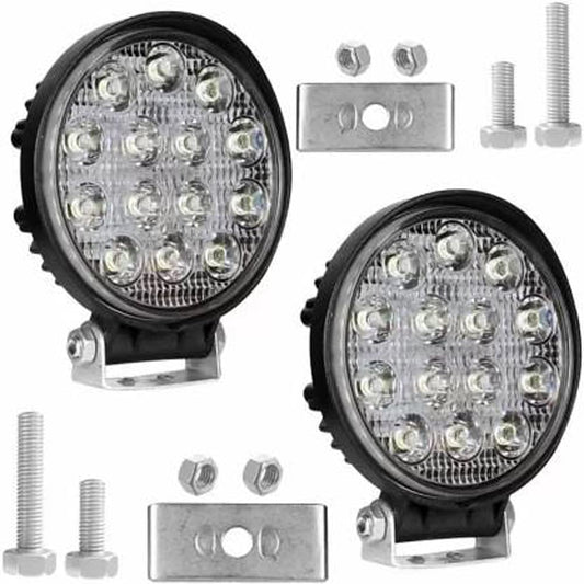 Autofasters 14 Led Round Fog Light Waterproof Off Road Driving Lamp for Car and Motorcycle-2Pcs, Black