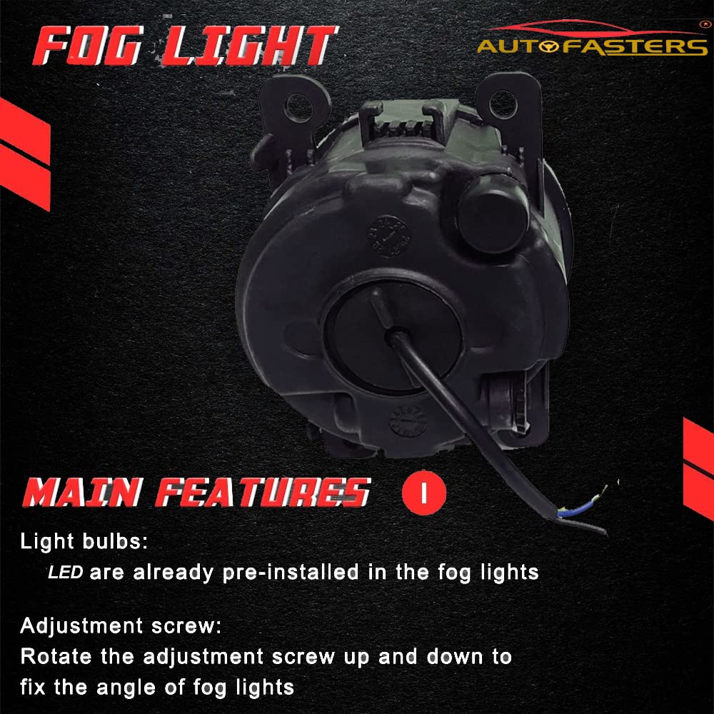 Autofasters Round Fog Lights +DRL Compatible Tata Safari with (48W, 12V) LED Fog Lamp Front Bumper Driving Light Bulb LED Passing Lights Smoke Lens (Yellow, White)