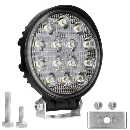 AUTOFASTERS 14 Led Round Fog Light 4 Inches Waterproof off Road Driving Lamp for Car and Motorcycle (12V, White Light, 2 PC)