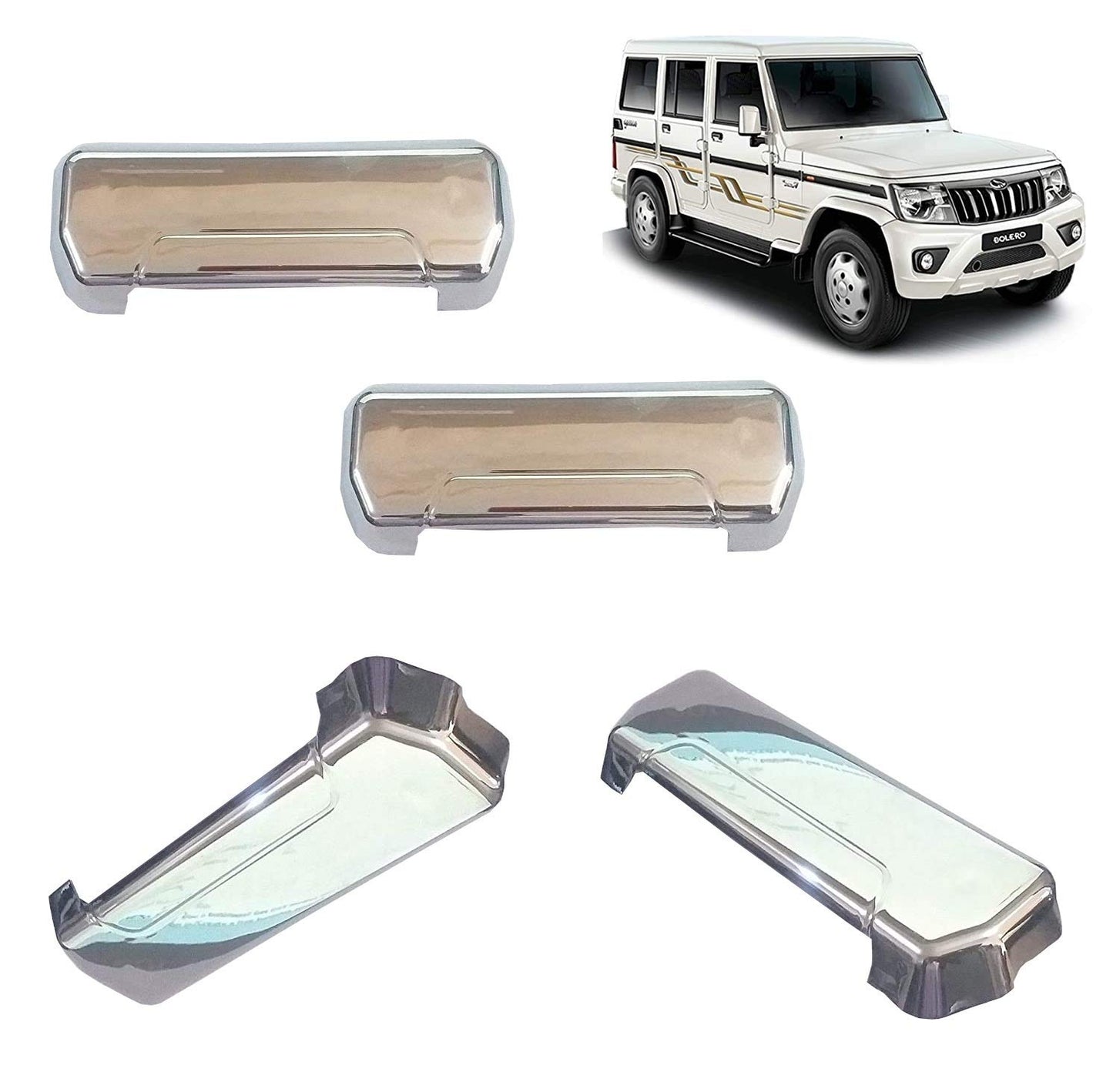 Autofasters Chrome Handles Door Latch Cover Set of 4 for Mahindra Bolero Car Grab Handle Cover ()