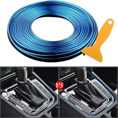 Autofasters Car Interior Decorar Molding Trim Strips 16.4ft/5M Universal Car Gap Fillers Beading, Flexible Styling PVC (Blue)