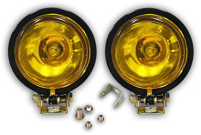 AUTOFASTERS 80mm 55W Off-road Lights 2PCS Round Offroad Halogen Hunter Light Spot Hunter Lights with Lights Fit for Jeep Vehicle Truck SVU Motorcycle UTV (Yellow Beam)