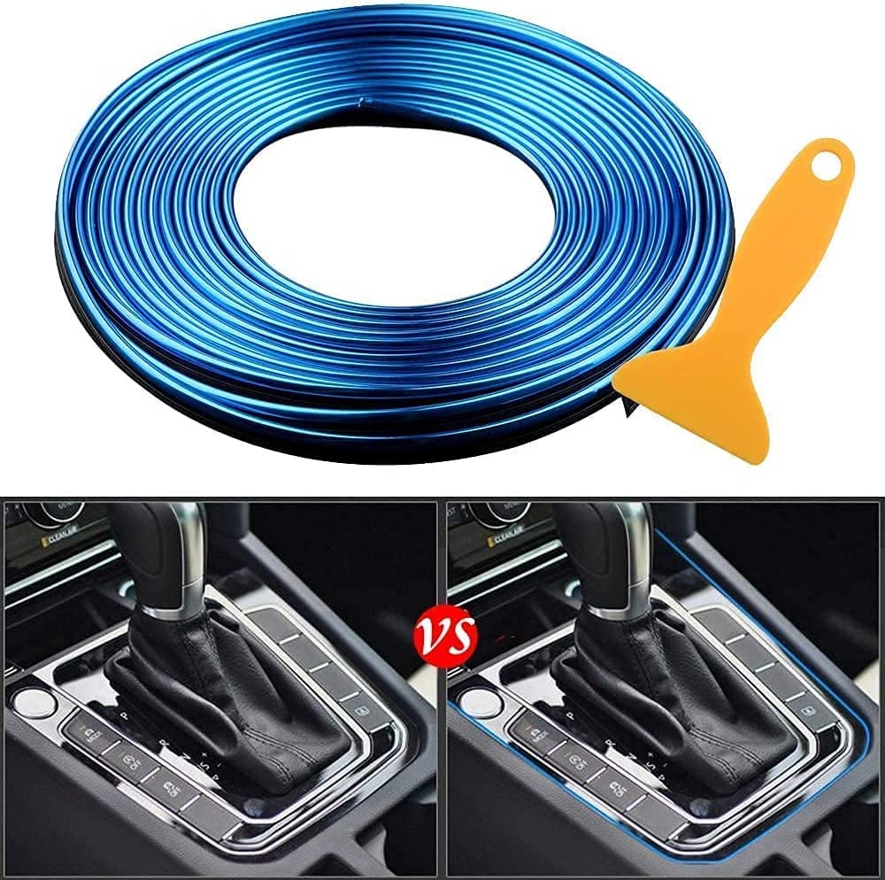 Autofasters Car Interior Decorar Molding Trim Strips 16.4ft/5M Universal Car Gap Fillers Beading, Flexible Styling PVC (Blue)