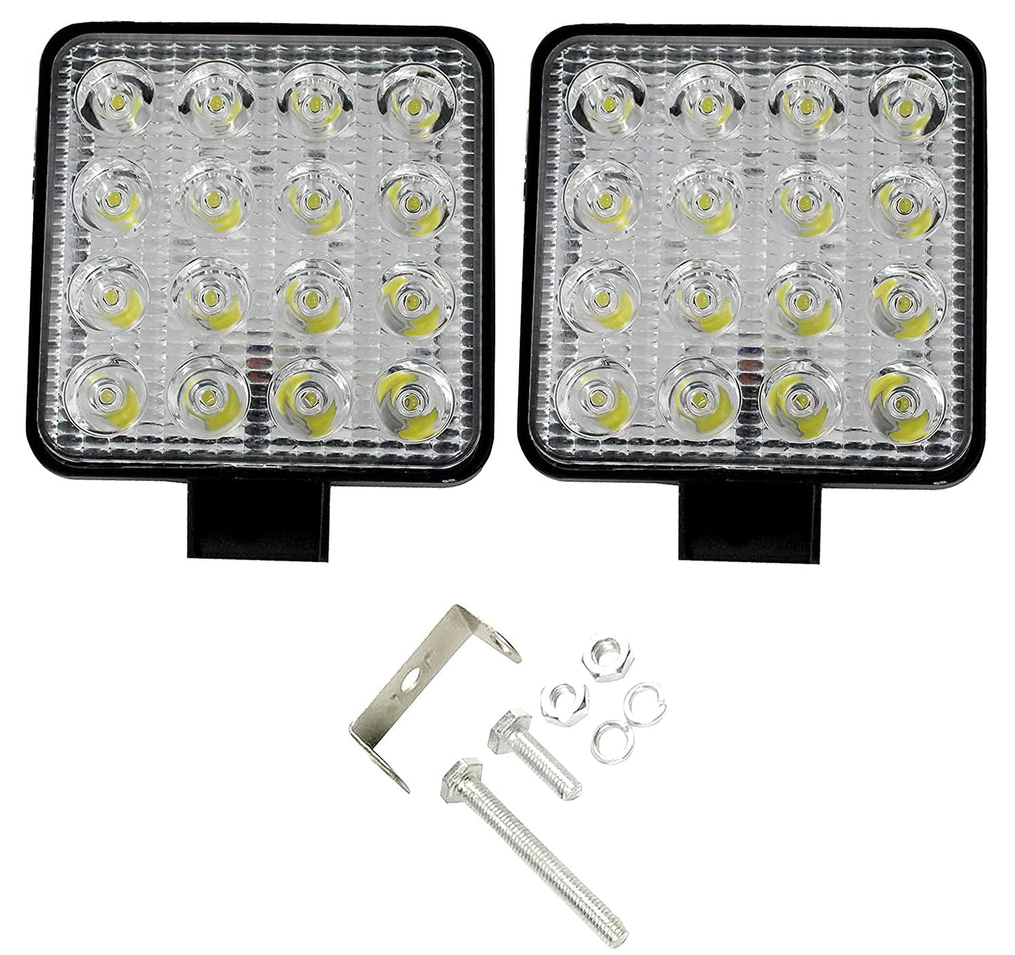 AUTOFASTERS Off-Road 16 LED Fog Light for Universal Car Motorcycle Bike (White) - Set of 2