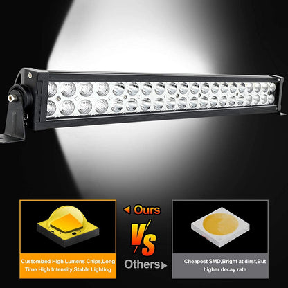 AUTOFASTERS 21 inch Led Light Bar, 60W High Spot Flood Combo off Road Lights Work Lights, and Driving Lights for Pickup Trucks ATV UTV 4x4 SUV 12-24V IP68 Waterproof (White)