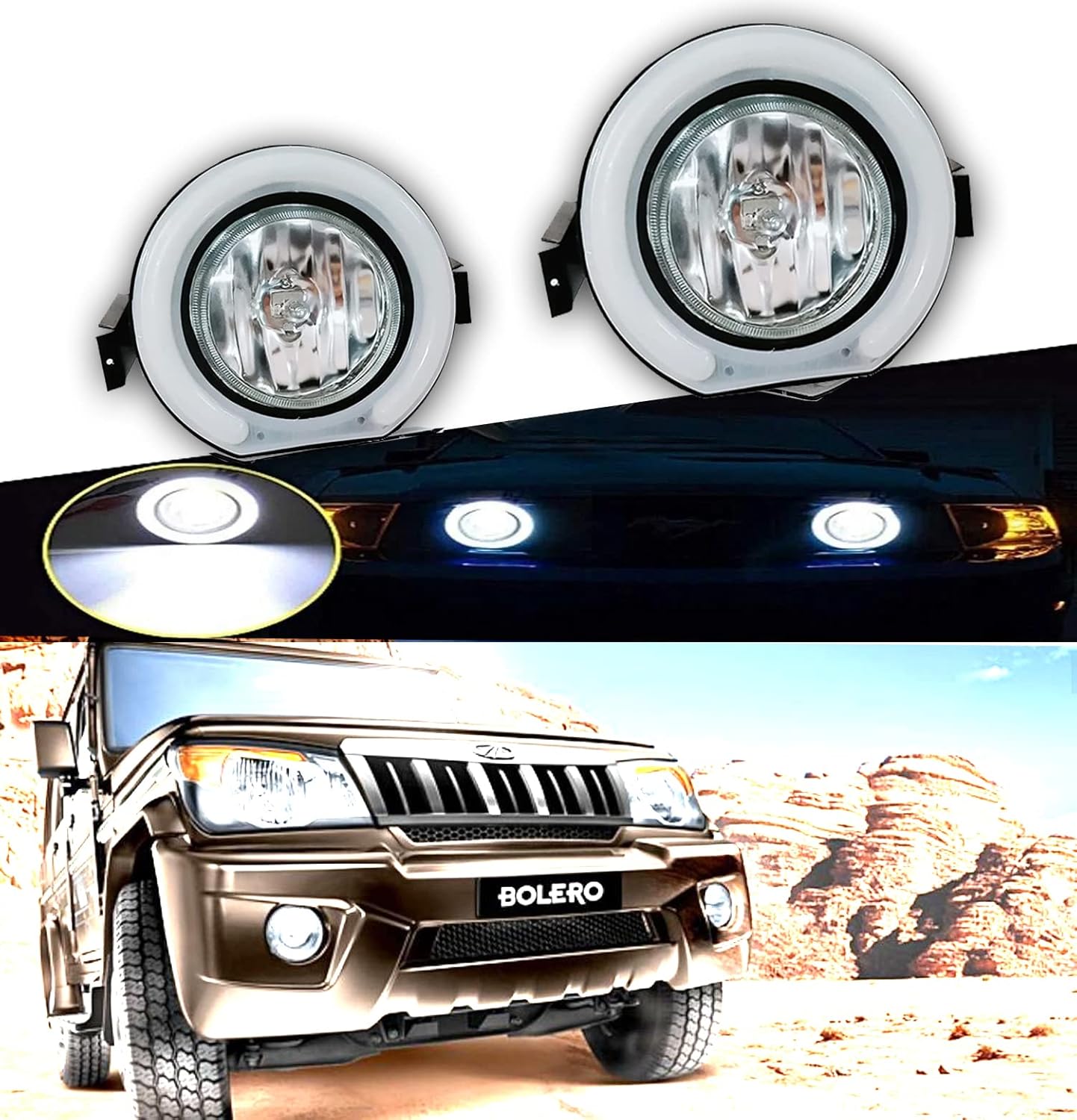 AUTOFASTERS Halogen Car Fog Light with Day Running Light for Bolero