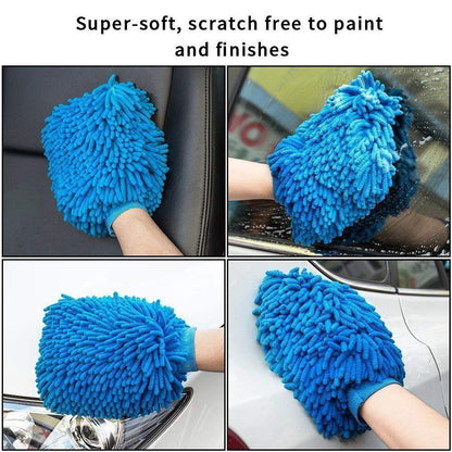 AUTOFASTERS Multipurpose Double Sided Microfiber Cleaning Gloves 1200 GSM Softspun Microfiber Vehicle Washing Hand Glove (Pack of 2) Multicolor