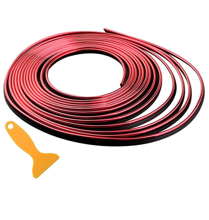 Autofasters Car Interior Decorar Molding Trim Strips 16.4ft/5M Universal Car Gap Fillers Beading, Flexible Styling PVC (Red)