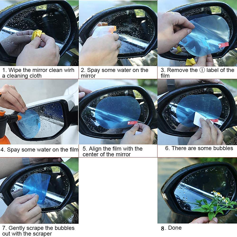 AUTOFASTERS Waterproof Right Mirror Film Anti Fog Film for All Vehicles - Set of 4