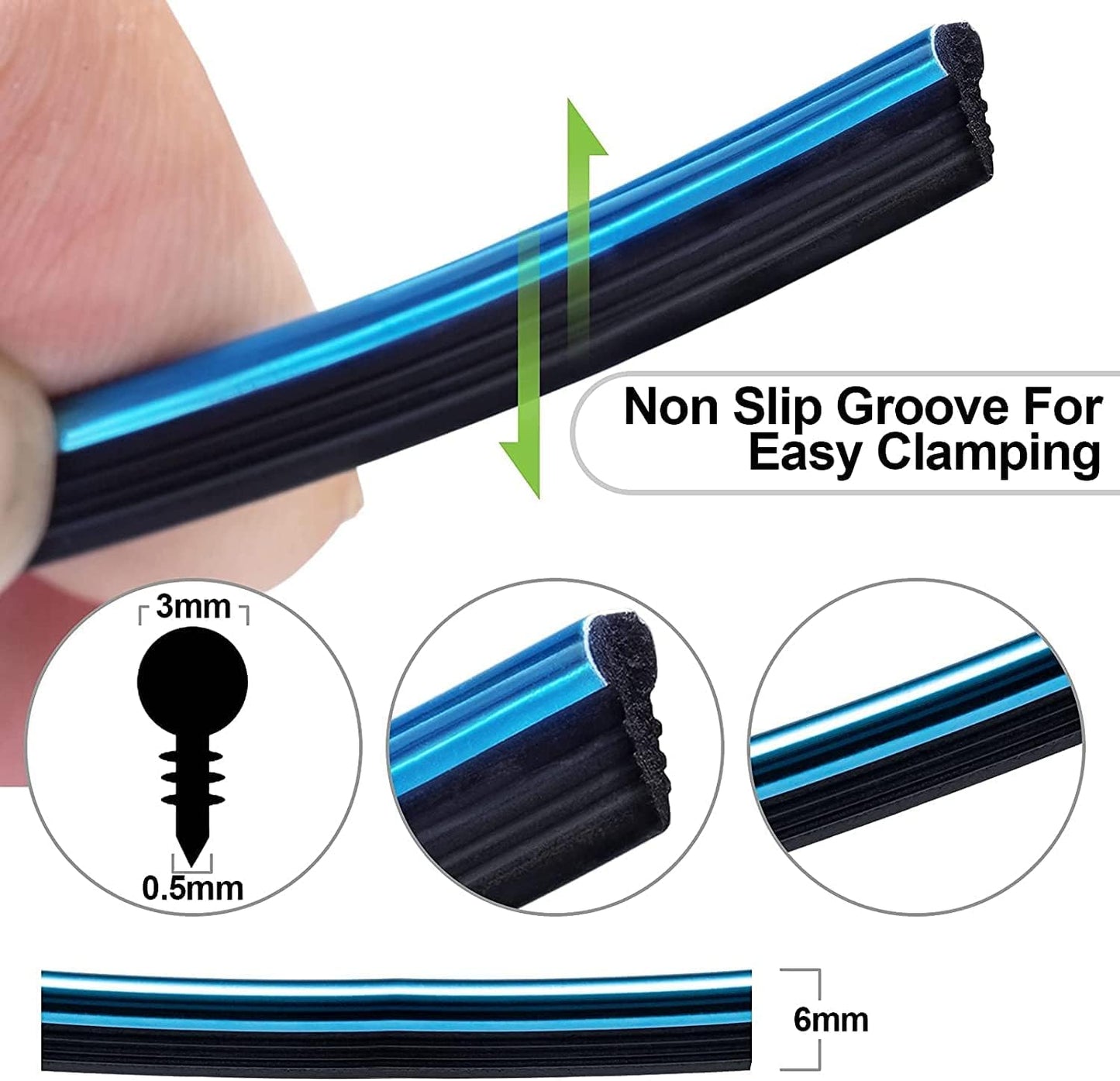 Autofasters Car Interior Decorar Molding Trim Strips 16.4ft/5M Universal Car Gap Fillers Beading, Flexible Styling PVC (Blue)