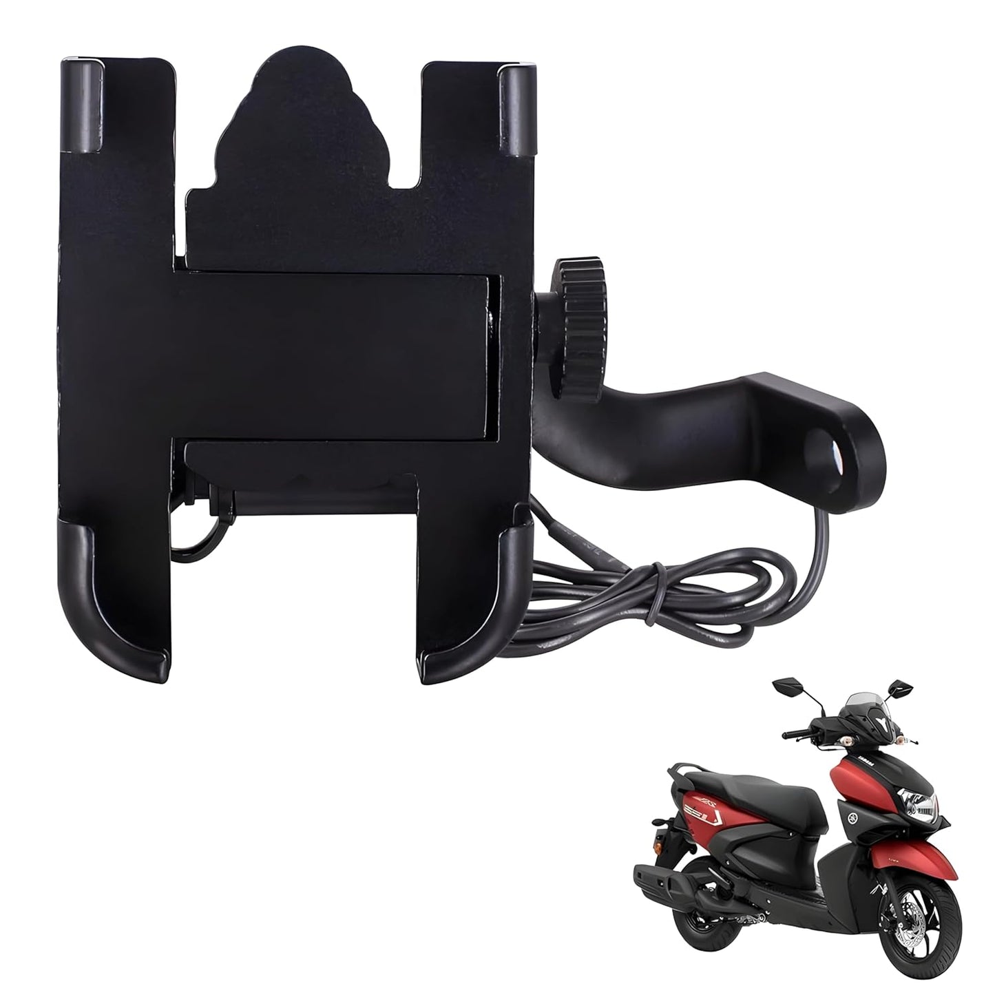 Autofasters USB Button Charger For Motorbikes Bike Mobile Holder (Black)