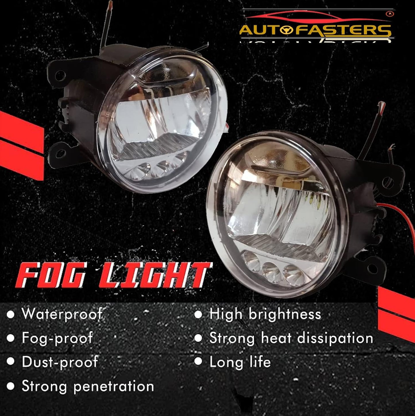 AUTOFASTERS Car Bumper Fog Lights for Maruti Suzuki Baleno (12V 48W) White