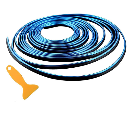 Autofasters Car Interior Decorar Molding Trim Strips 16.4ft/5M Universal Car Gap Fillers Beading, Flexible Styling PVC (Blue)