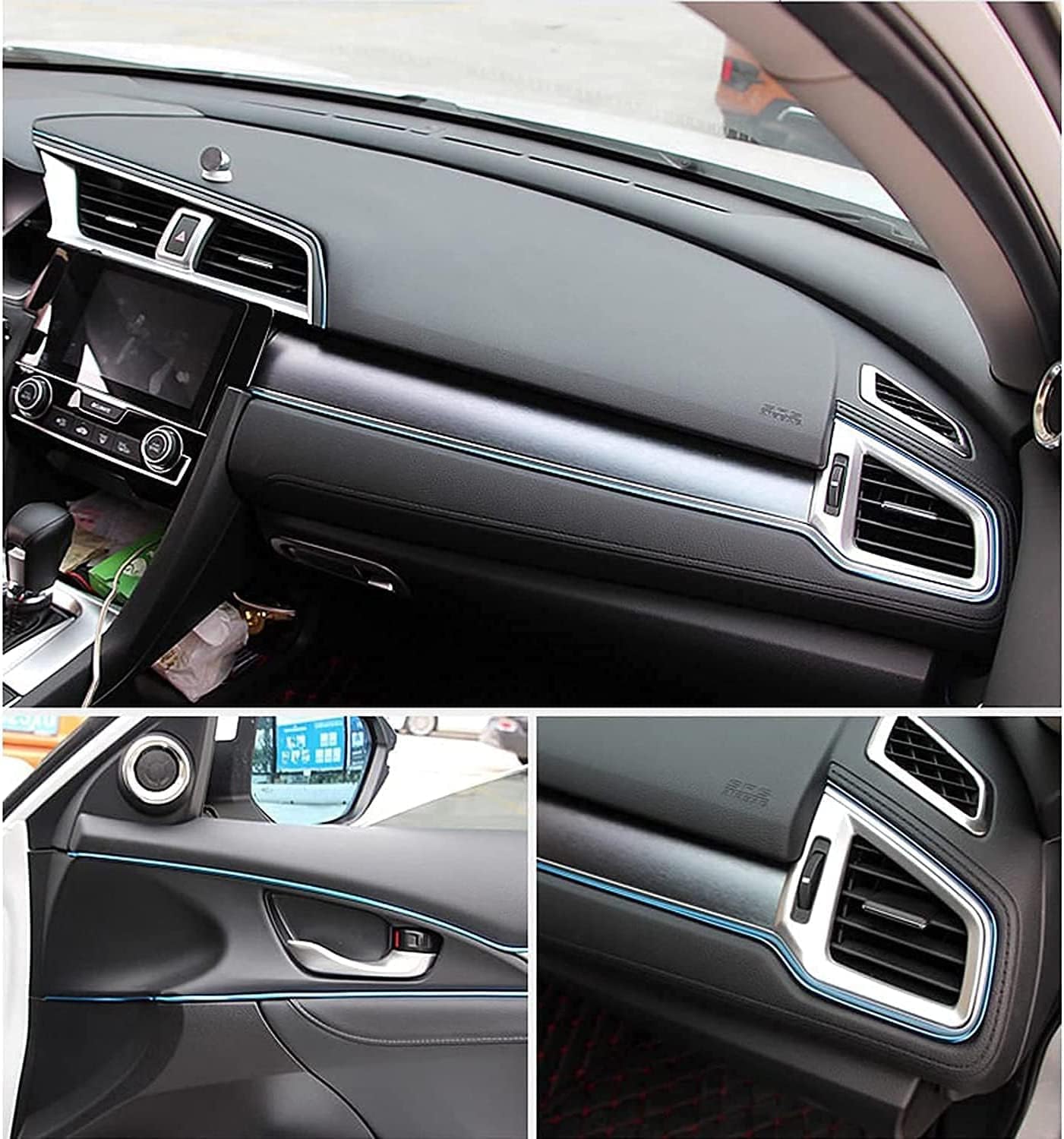 Autofasters Car Interior Decorar Molding Trim Strips 16.4ft/5M Universal Car Gap Fillers Beading, Flexible Styling PVC (Blue)