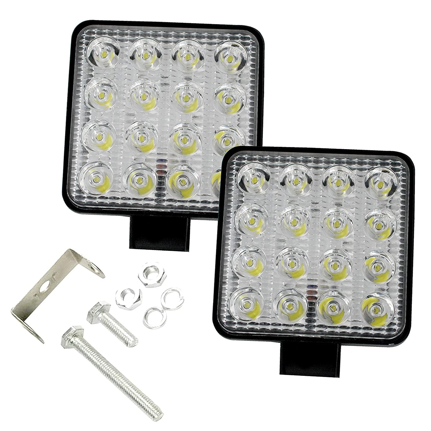 AUTOFASTERS 16 Led Fog Lamp, Headlight Car, Motorbike, Van, Truck LED (12 V,) (All Models, Jeep, Pack of 2)