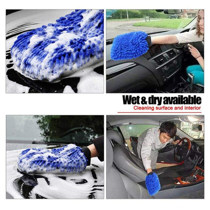 AUTOFASTERS Multipurpose Double Sided Microfiber Cleaning Gloves 1200 GSM Softspun Microfiber Vehicle Washing Hand Glove (Pack of 3) Multicolor