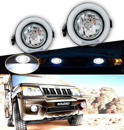 AUTOFASTERS Halogen Car Bumper Fog Light with Day Running Light for Bolero