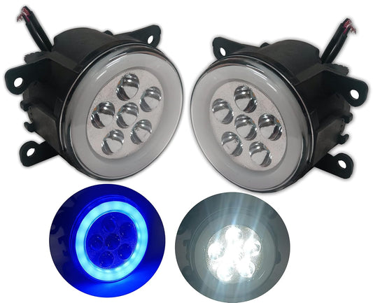 AUTOFASTERS Car Bumper Led Fog Light with Blue Day Running Light For Tata Nexon, Punch, Safari, Harrier -White