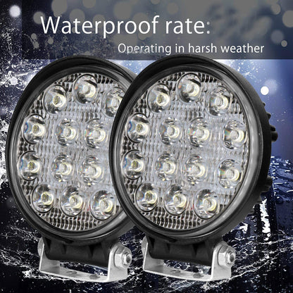 Autofasters 14 Led Round Fog Light Waterproof Off Road Driving Lamp for Car and Motorcycle-2Pcs, Black