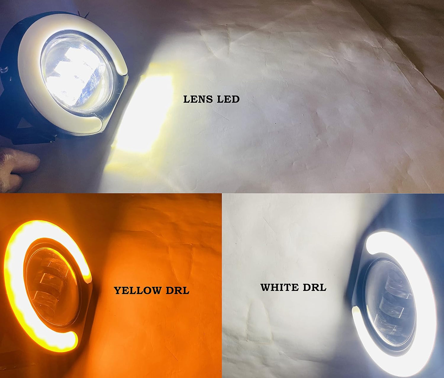 AUTOFASTERS 3 Lens Led Fog Light with Day Running Light For Mahindra Bolero, (White Yellow)